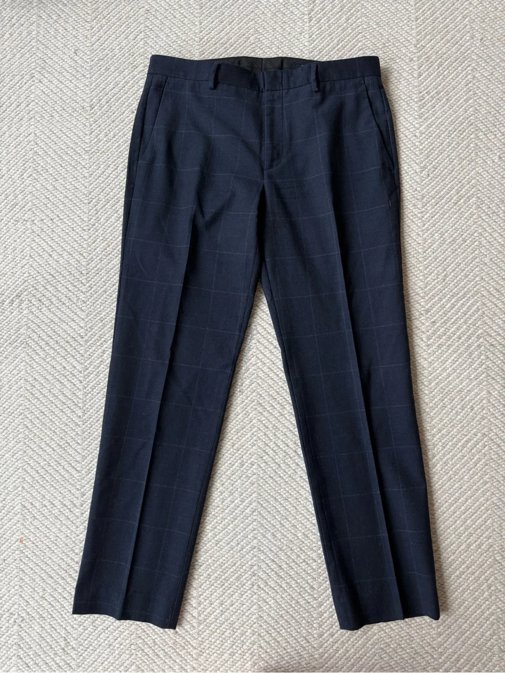 J. Crew Thompson Navy Windowpane Two-Piece Suit (altered- see measurements)